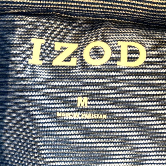 IZOD Mens Polo Shirt Blue & White Horizontal Pinstripes NWOT Perfect Condition M - Picture 6 of 7